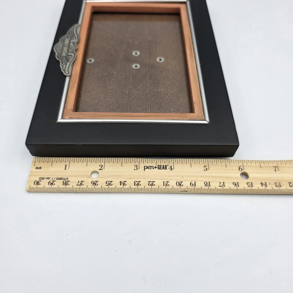 Harley Davidson Picture Frame 6 x 8 Fits Photo 4 x 6 Wood Black Brown Front Logo